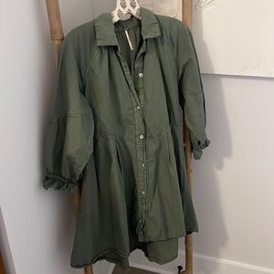 FREE PEOPLE X-SMALL  mini olive green boho dress